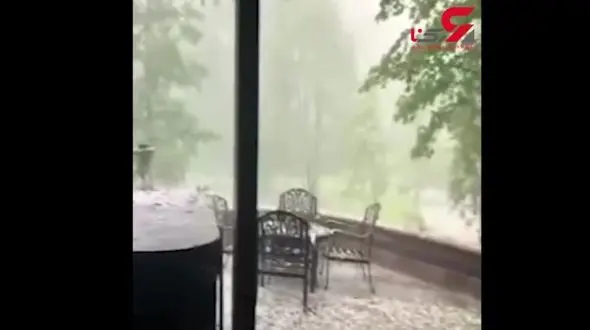 بارش تگرگ به اندازه توپ پینگ پنگ در ایلینوی آمریکا! + فیلم 