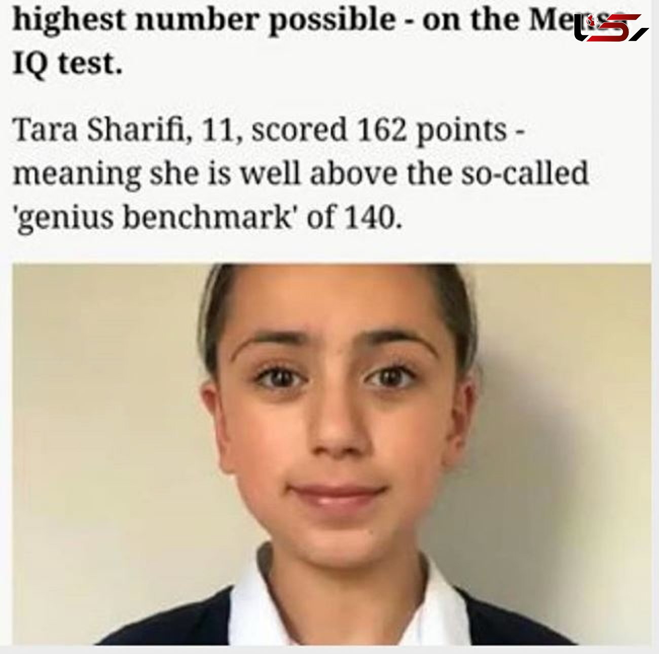 تارا شریفی دختر ۱۱ ساله ایرانی نابغه ضریب هوشی بالاتر از انیشتین قرار گرفت + فیلم