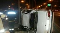 واژگونی پژو پارس با 2 کشته و یک مجروح در استهبان + عکس