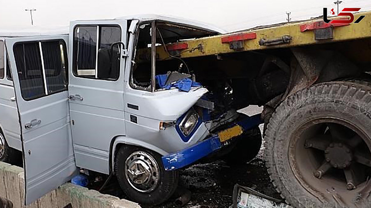 تصادف خونین مینی بوس با تریلی در شیراز + وضعیت مصدومان