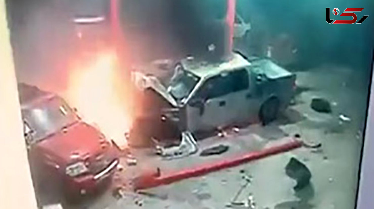 اقدام شجاعانه کارکنان پمپ بنزین در نجات یک راننده از آتش + فیلم