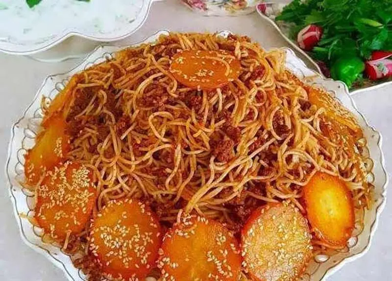 تزیین ماکارونی با سیب زمینی با بهترین رسپی برای ته دیگ خوشمزه خاص