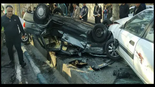 عکس های هولناک ترین تصادف در پایتخت + جزئیات جنون سرعت راننده پژو