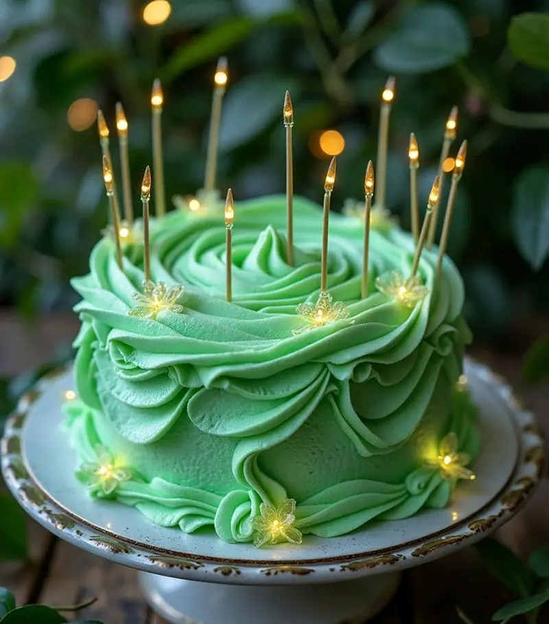 کیک تولد سبز و زرد