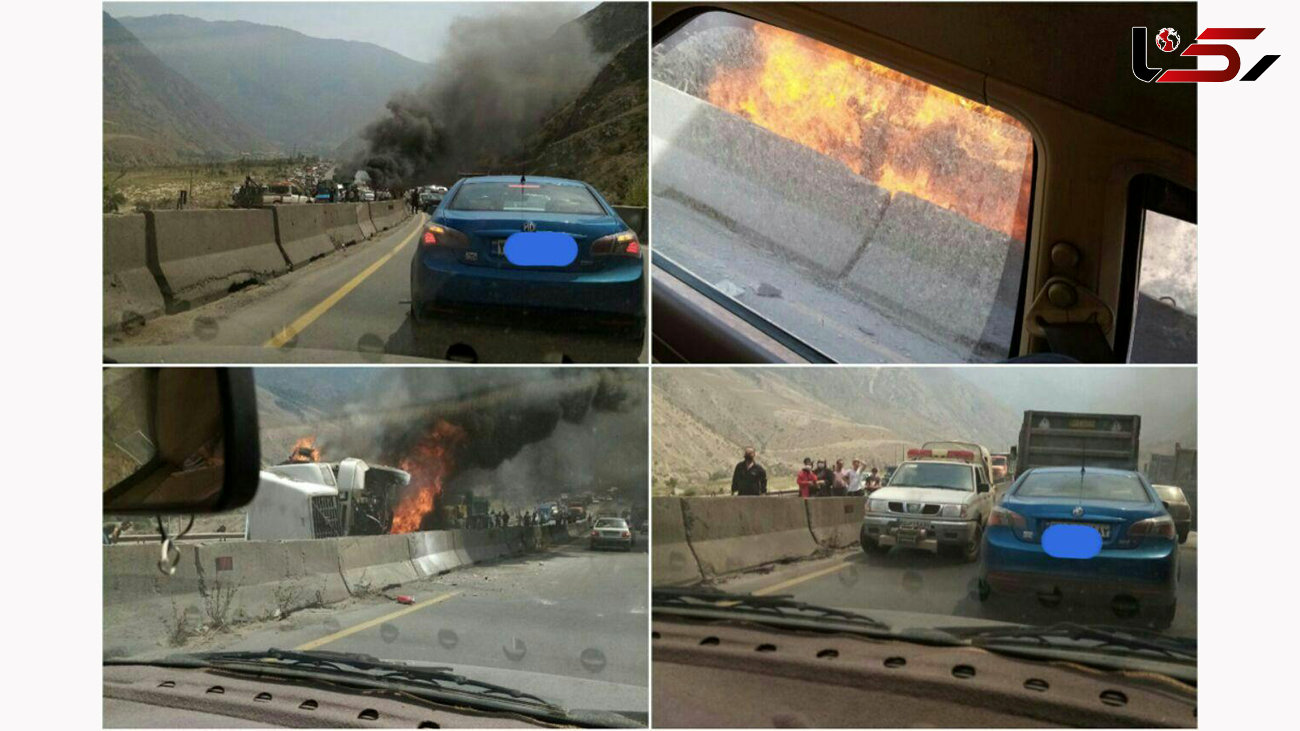 4 عکس از تصادف مرگبار در جاده هراز / همه جا آتش شد 