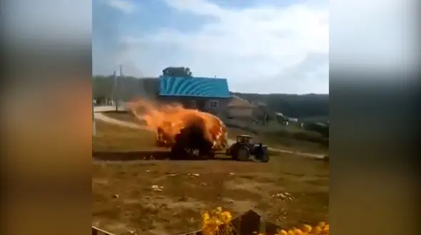 ببینید / آتش گرفتن محصولات کشاورزی در مزرعه+ فیلم 