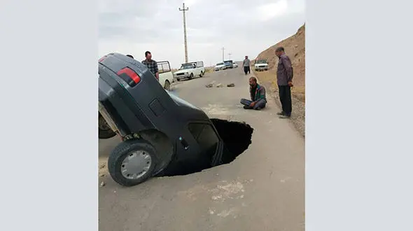 زمین پژوی مرد زنجانی را بلعید + عکس 