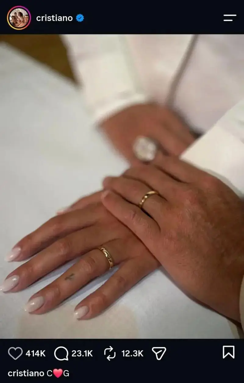 ازدواج ساده رونالدو و جورجینا / بدون تجمل، با یک حلقه + جزئیات