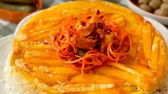 ته چین مرغ رو به ساده ترین شکل درست کن + فیلم