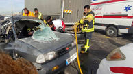 4 کشته و زخمی در تصادف هولناک  پراید و ایسوزو در جاده قزوین + عکس