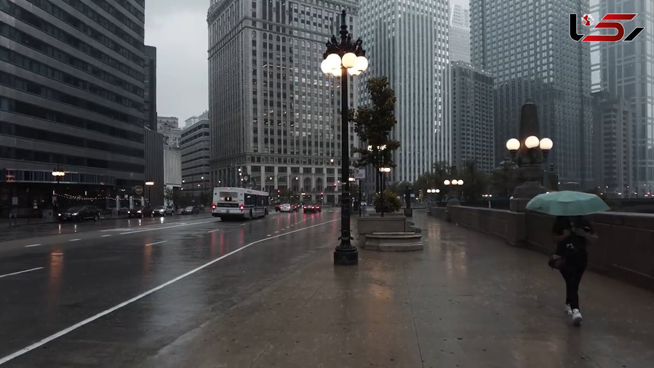 آهنگ بی کلام آرامش بخش با تصاویر روز بارانی در مرکز شهر شیکاگو + فیلم