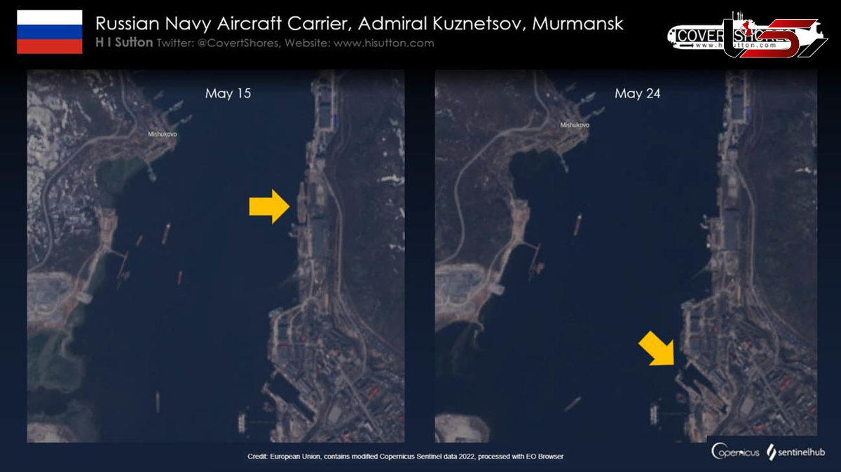 تنها ناو هواپیمابر روسیه به حوضچه رفت + عکس ماهواره ای