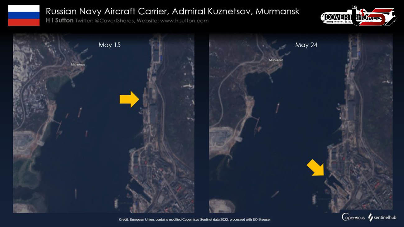 تنها ناو هواپیمابر روسیه به حوضچه رفت + عکس ماهواره ای