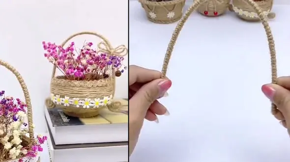 طرز ساخت گلدان کنفی + فیلم 