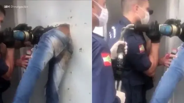 گیر کردن عجیب یک متهم بین دیوار زندان / فرار خنده دار + فیلم