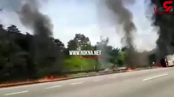 آتش گرفتن وحشتناک راننده تریلی+فیلم