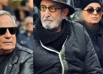 عکس ها / شهره سلطانی، پرواز همای، شیوا مکینیان، مجید مظفری علی نصیریان، فرهاد آئییش، مائده طهماسبی و آقای ممیزی با تیپ و استایل مشکی  و چهره الی غمگین در مراسم خاکسپاری هادی مرزبان