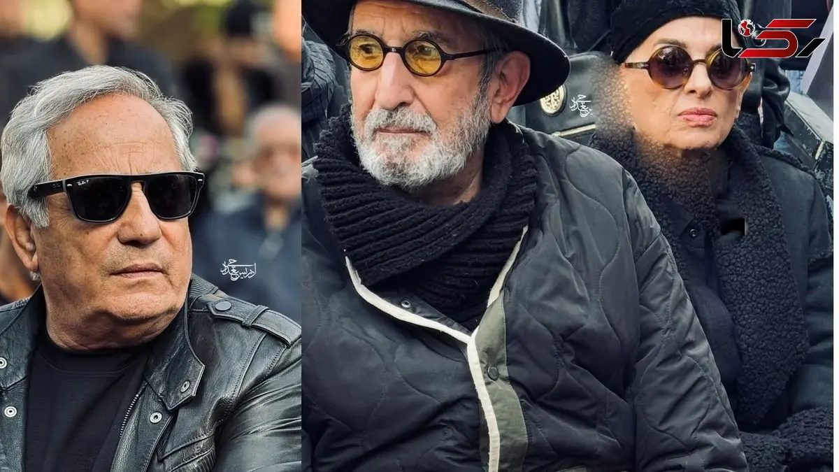 عکس ها / شهره سلطانی، پرواز همای، شیوا مکینیان، مجید مظفری علی نصیریان، فرهاد آئییش، مائده طهماسبی و آقای ممیزی با تیپ و استایل مشکی  و چهره الی غمگین در مراسم خاکسپاری هادی مرزبان