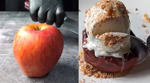 ببینید / دسر لذیذ / طرز تهیه دسر سیب شکم پر+ فیلم