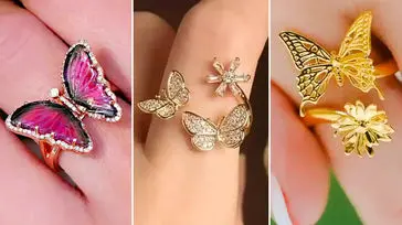 جدیدترین انگشتر پروانه ای طلا دخترانه کیوت
