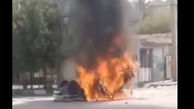 فیلم + آتش گرفتن ماشین پلیس در شهرستان سرباز تحت بررسی ویژه
