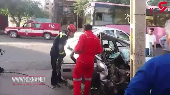 معجزه در نیشابور / این 3 نفر زنده از زانتیای له شده بیرون آمدند+ فیلم