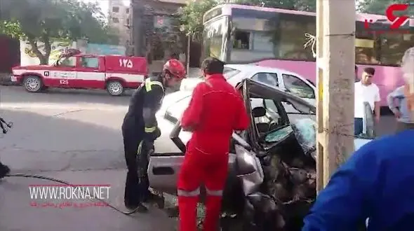 معجزه در نیشابور / این 3 نفر زنده از زانتیای له شده بیرون آمدند+ فیلم
