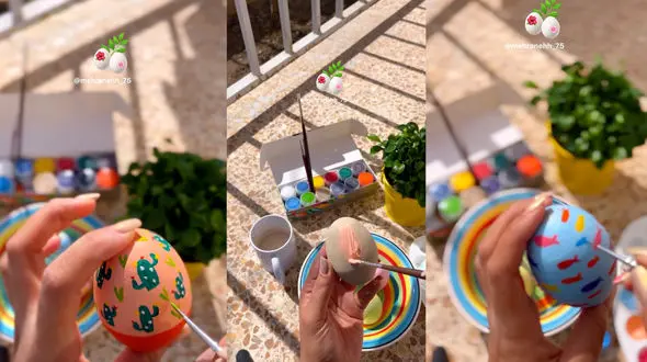 رنگ آمیزی تخم مرغ سفالی برای هفت سین + فیلم