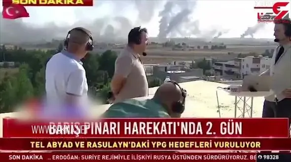 قطع پخش زنده یک شبکه حین عملیات ارتش ترکیه در شمال سوریه + فیلم
