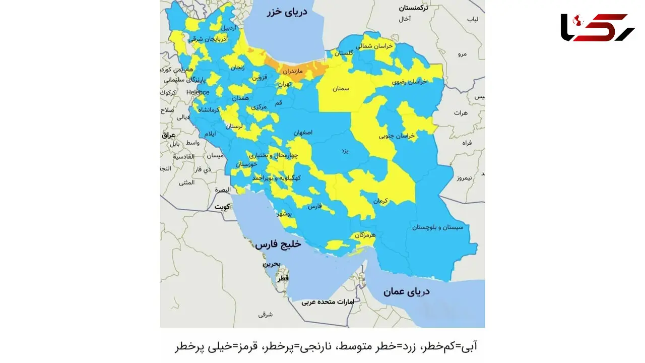 تبریز آبی شد + نقشه رنگ بندی شیوع کرونا از شنبه 11 بهمن ماه