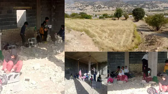تحصیل دانش آموزان روی آجر و خاک مسجد نیمه کاره / مردم برای ساخت مدرسه زمین وقف کردند آموزش و پرورش قطعه مرغوبتری خواست! + عکس 