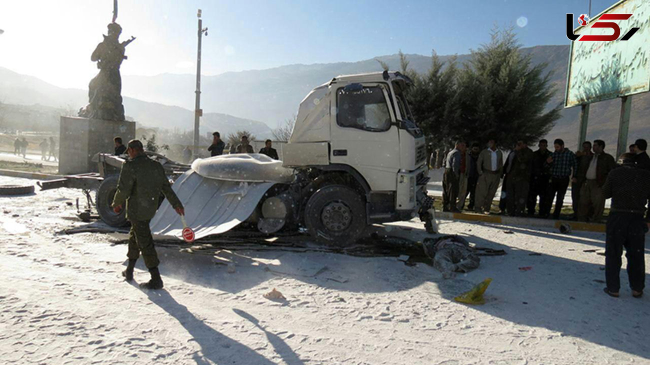 انفجار یک دستگاه تانکر عراقی در جاده سنندج + عکس 