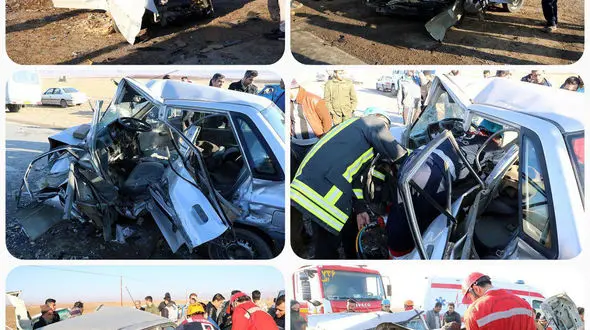 زندانی شدن 2 راننده در تصادف حومه مشهد + عکس
