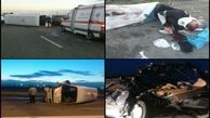 عکس دلخراش از مصدومان تصادف خونین کامیون و مینی بوس در مازندران