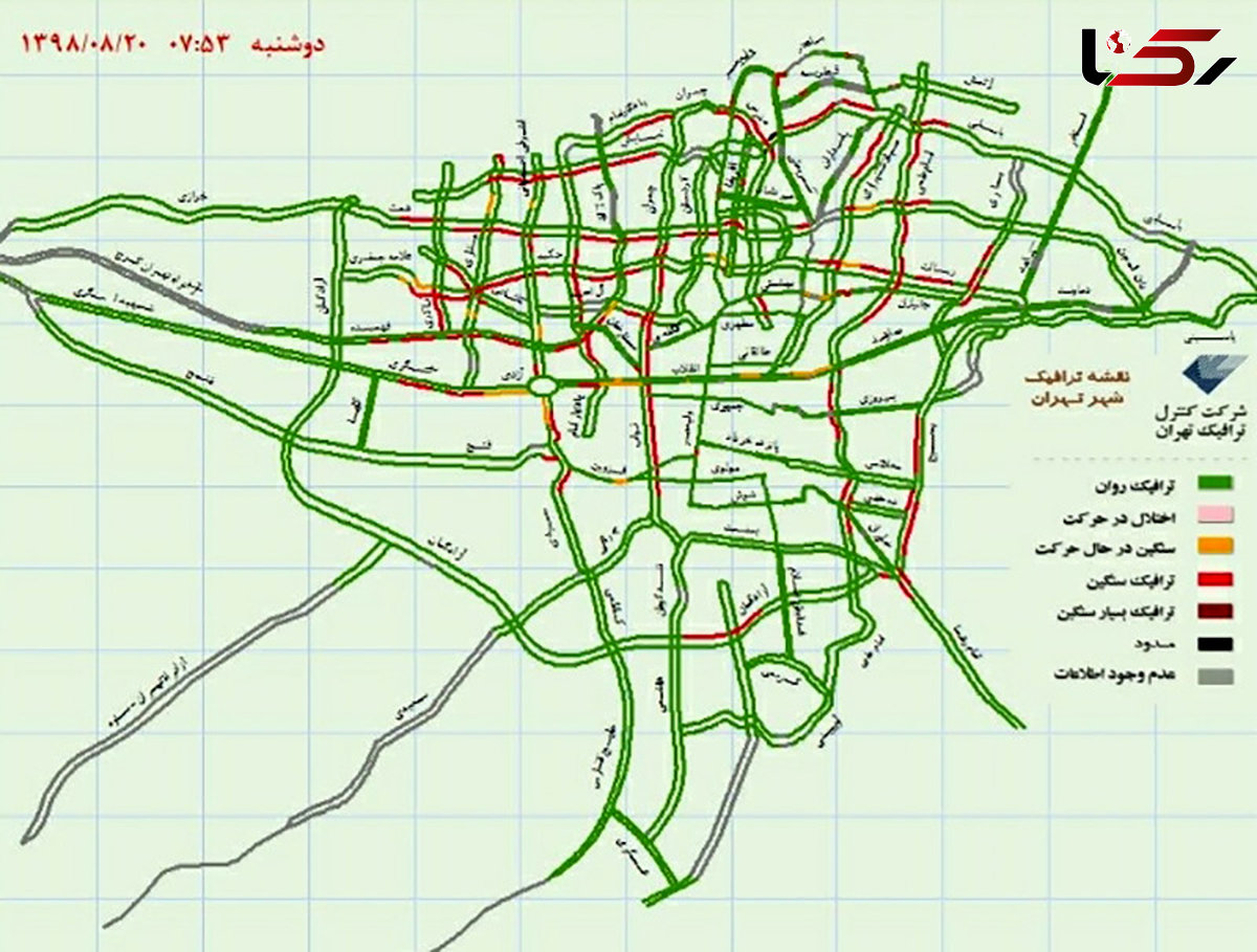 ترافیک نیمه سنگین در آزادراه کرج-تهران 