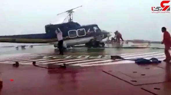 تلاش برای جلوگیری از سقوط بالگرد به دریا در سکوی پارس جنوبی+ فیلم