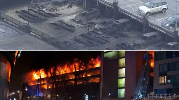 آتش گرفتن یک خودرو، 1400 خودرو را به آتش کشید+فیلم