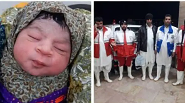 باران در باران به دنیا آمد / زایمان زن در محاصره سیلاب سیستان + فیلم