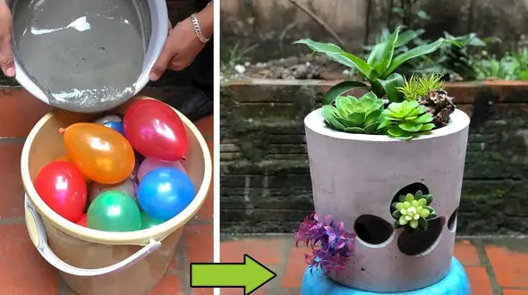 گلدان سیمانی خودتان بسازید + فیلم