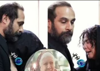 فیلم گریه های  شهره سلطانی  در آغوش همسرش در مراسم یادبود مادرش / روحش شاد و یادش گرامی باد