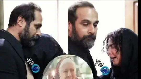 فیلم گریه های  شهره سلطانی  در آغوش همسرش در مراسم یادبود مادرش / روحش شاد و یادش گرامی باد