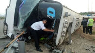 تصادف خونین اتوبوس مسافربری با گاردریل در جاده شیروان + وضعیت 25 مسافر اتوبوس