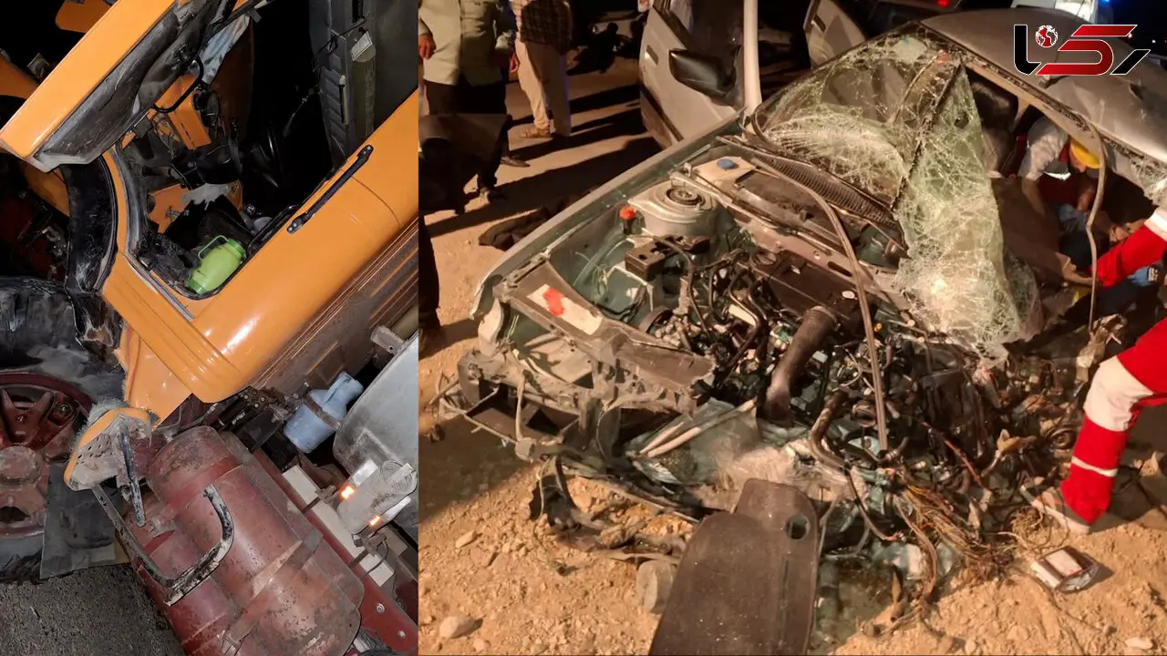 فیلم خبرنگار رکنا از حادثه تصادف شاخ به شاخ کامیون با پژو 405