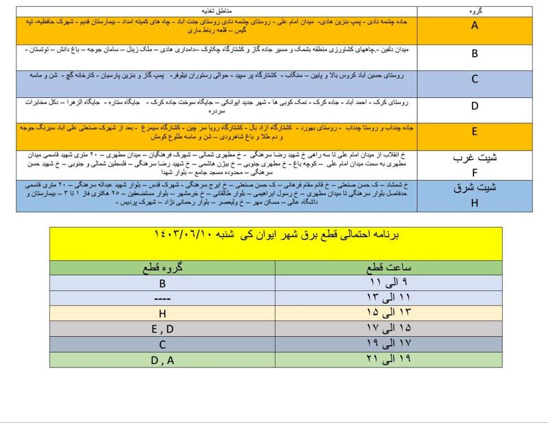 برنامه خاموشی ایوانکی