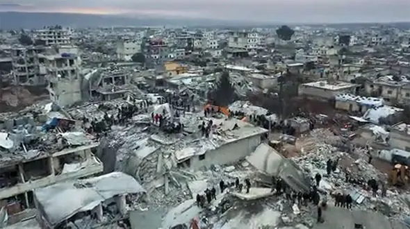 تصاویری تلخ از میزان خسارات زلزله در جندیرس سوریه + فیلم