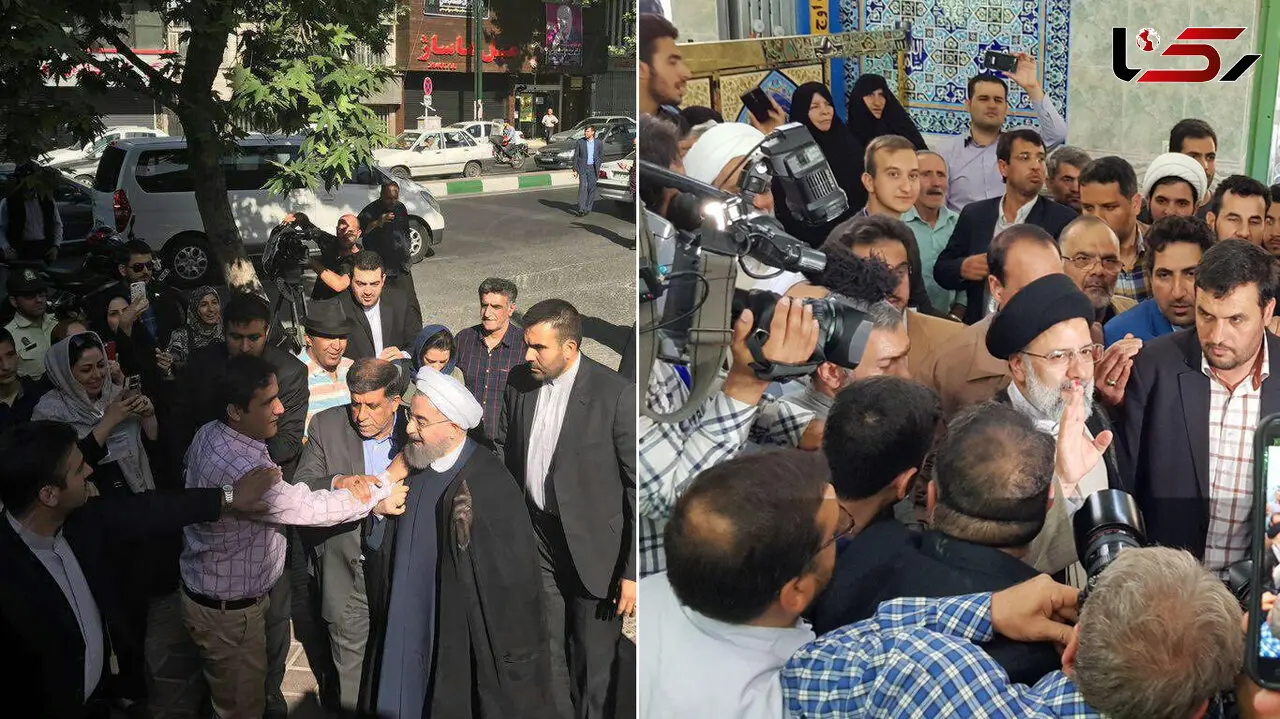 فیلم لحظه حضور  روحانی و رئیسی پای صندوق های  انتخابات ریاست جمهوری! + عکس