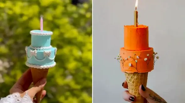 طرز تهیه کیک بستنی قیفی؛ 15 ایده جذاب برای دسرهای رنگارنگ و خاص