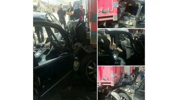 مچاله شدن پژو پارس زیرکامیونت  در آبعلی + عکسها