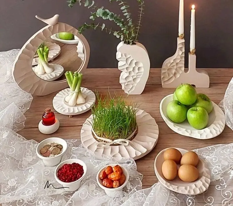 سفره هفت سین مدرن برای نوروز ۱۴۰۵ | شیک ترین مدل سفره هفت سین مدرن برای نوروز ۱۴۰۵ با بهترین ایده ها مخصوص نو عروس های باسلیقه!