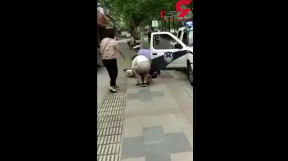 فیلم لحظه درگیری وحشی ترین پلیس با یک زن در خیابان